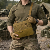Тактическая сумка через плечо с панелью для патчей Cordura койот. Изображение №7
