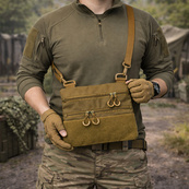 Тактическая сумка через плечо с панелью для патчей Cordura койот. Изображение №8