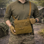 Тактическая сумка через плечо с панелью для патчей Cordura койот. Изображение №10