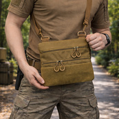 Тактическая сумка через плечо с панелью для патчей Cordura койот. Изображение №15