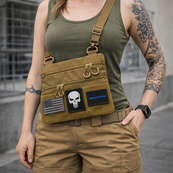 Тактическая сумка через плечо с панелью для патчей Cordura койот. Изображение №24