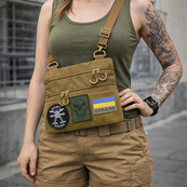 Тактическая сумка через плечо с панелью для патчей Cordura койот. Изображение №25
