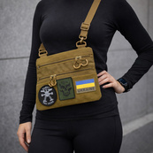 Тактическая сумка через плечо с панелью для патчей Cordura койот. Изображение №27