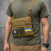 Тактическая сумка через плечо с панелью для патчей Cordura койот. Изображение №28