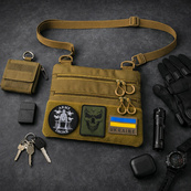 Тактическая сумка через плечо с панелью для патчей Cordura койот. Изображение №30