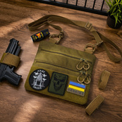 Тактическая сумка через плечо с панелью для патчей Cordura койот. Изображение №33