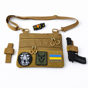 Тактическая сумка через плечо с панелью для патчей Cordura койот. Изображение №35