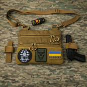 Тактическая сумка через плечо с панелью для патчей Cordura койот. Изображение №36
