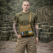 Тактическая сумка через плечо с панелью для патчей Cordura койот. Изображение №40