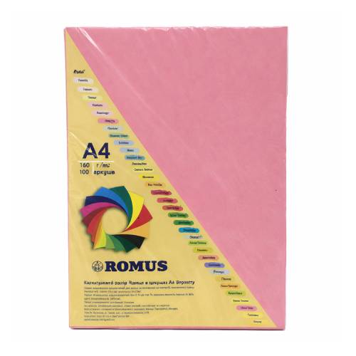 Папір кольоровий Romus А4 160 г/м2 100 аркушів PI25 Рожевий (R50621) Папір кольоровий Romus А4 160 г/м2 100 аркушів PI25 Рожевий (R50621)