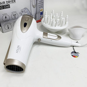 Электрический фен для волос Adler AD-2248 White 2400Вт для укладки и сушки с насадками с ионизацией. Изображение №2