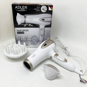 Электрический фен для волос Adler AD-2248 White 2400Вт для укладки и сушки с насадками с ионизацией. Изображение №4