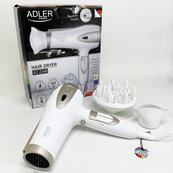 Электрический фен для волос Adler AD-2248 White 2400Вт для укладки и сушки с насадками с ионизацией. Изображение №8