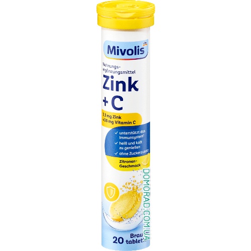 Mivolis Вітаміни Zink + C, 20 таблеток Mivolis Вітаміни Zink + C, 20 таблеток