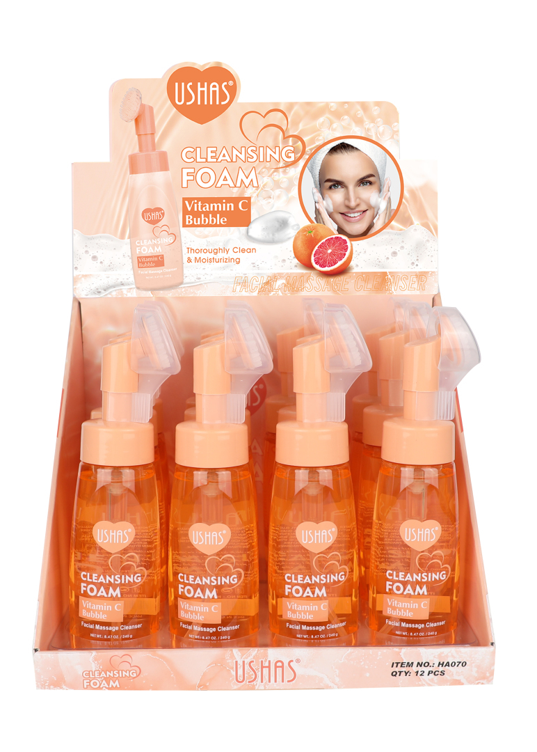 Очищуюча пінка для обличчя USHAS Vitamin C Bubble з масажною щіточкою 240г Очищуюча пінка для обличчя USHAS Vitamin C Bubble з масажною щіточкою 240г