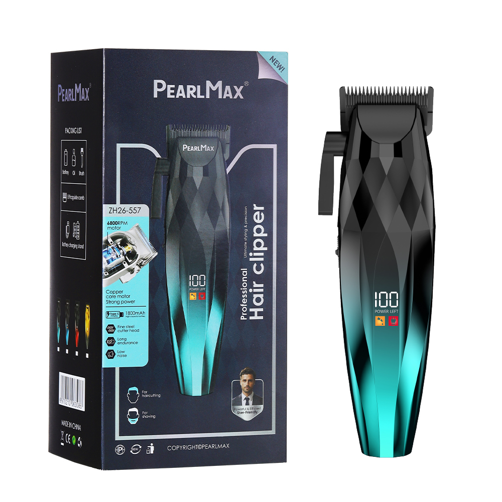 Машинка для стрижки волосся PearlMax ZH26-557 професійна бездротова з LCD дисплеєм бірюзова Машинка для стрижки волосся PearlMax ZH26-557 професійна бездротова з LCD дисплеєм бірюзова