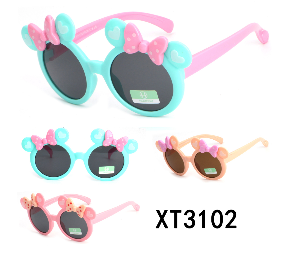 Дитячі сонцезахисні окуляри Minnie з вушками та бантиком XT3102 - 3 кольори XT3102 Дитячі сонцезахисні окуляри Minnie з вушками та бантиком XT3102 - 3 кольори XT3102