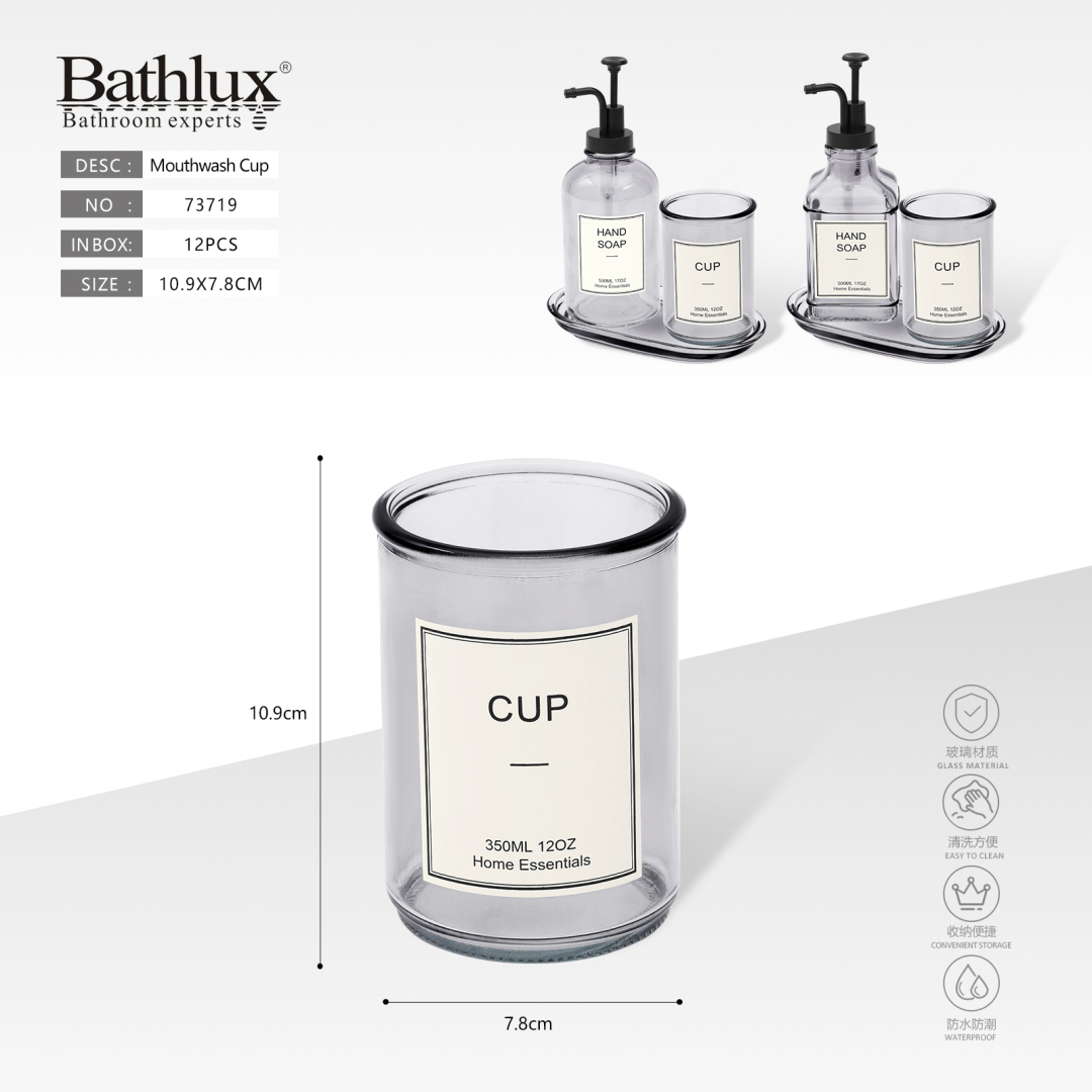 Склянка для полоскання рота Bathlux 350 мл сіра скляна 10.9x7.8 см Склянка для полоскання рота Bathlux 350 мл сіра скляна 10.9x7.8 см