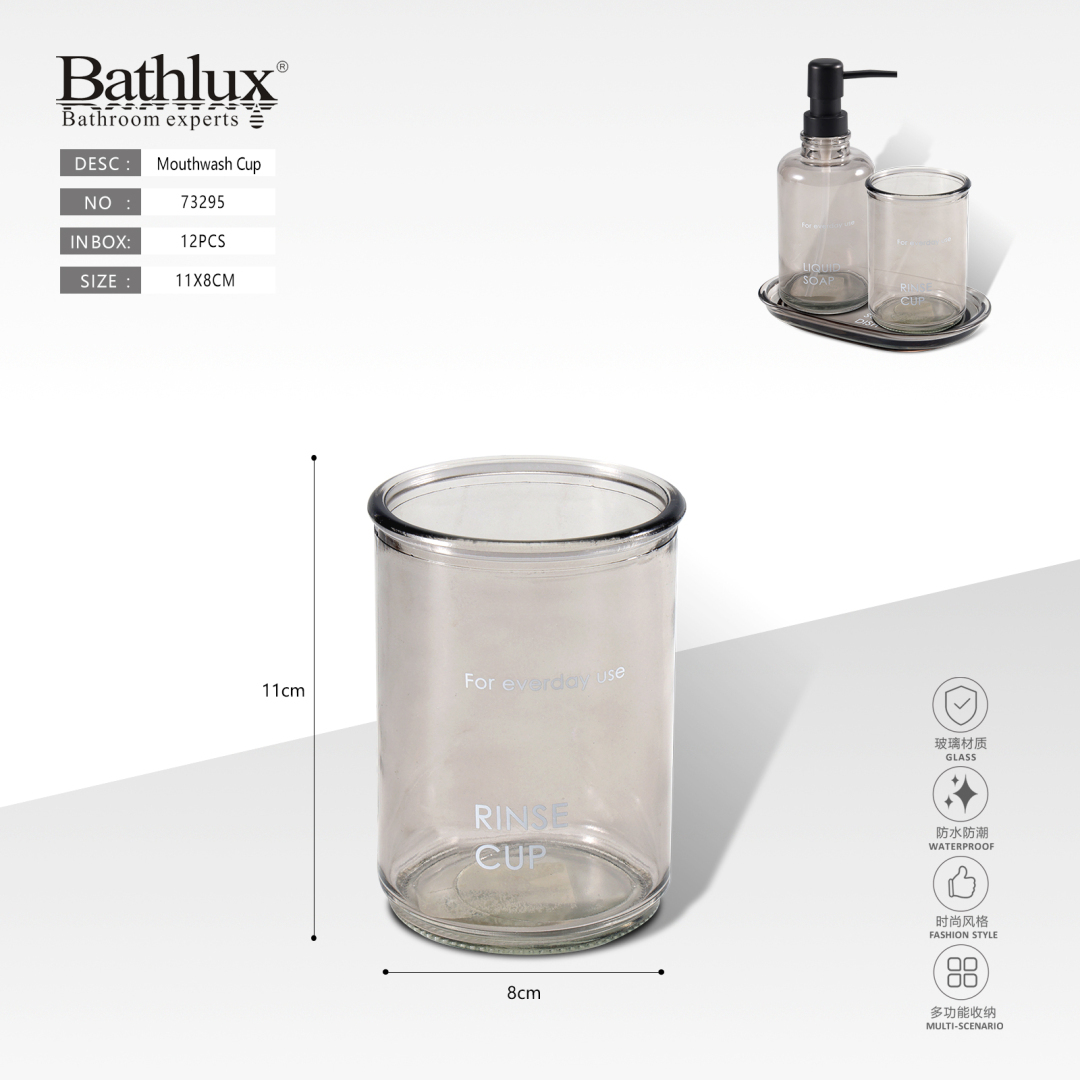 Склянка для полоскання рота Bathlux Rinse Cup скляна димчаста 11x8 см Склянка для полоскання рота Bathlux Rinse Cup скляна димчаста 11x8 см