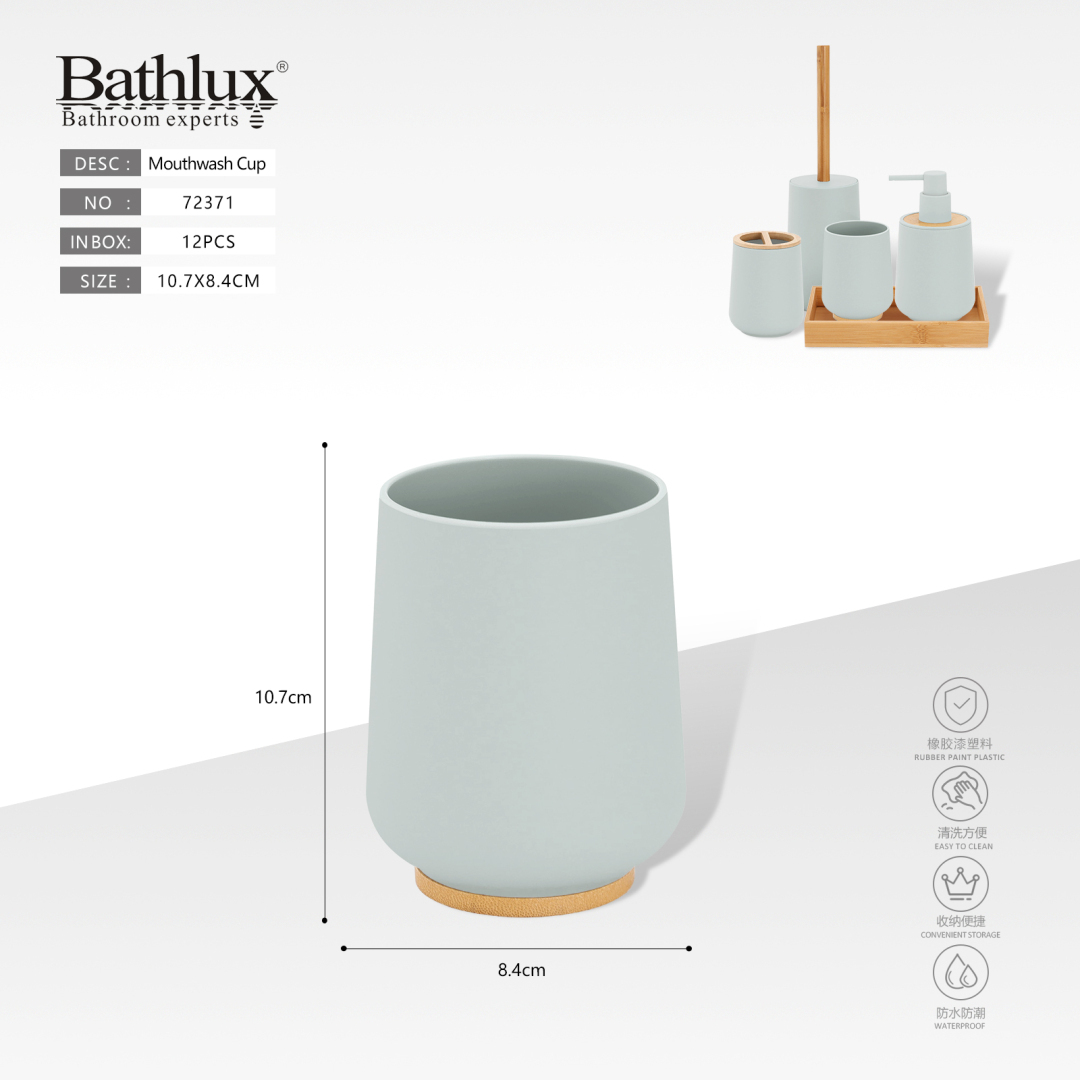 Стакан для полоскання рота Bathlux 72371 світло-блакитний матовий пластик з бамбуком 10.7x8.4 см Стакан для полоскання рота Bathlux 72371 світло-блакитний матовий пластик з бамбуком 10.7x8.4 см