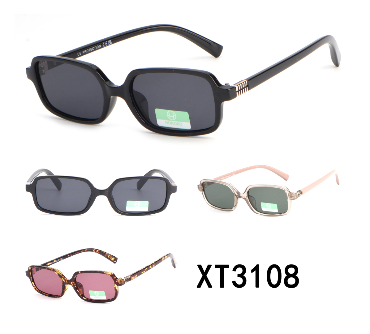 Сонцезахисні окуляри Horoso XT3108 прямокутні UV Protection - чорні, леопардові, прозорі Сонцезахисні окуляри Horoso XT3108 прямокутні UV Protection - чорні, леопардові, прозорі