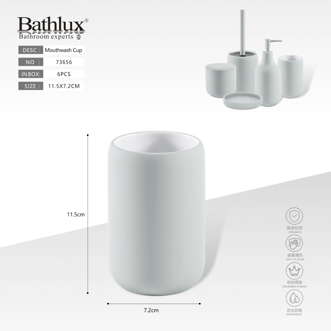Керамічна склянка для ванної Bathlux 73656 матова біла 11.5x7.2 см Керамічна склянка для ванної Bathlux 73656 матова біла 11.5x7.2 см