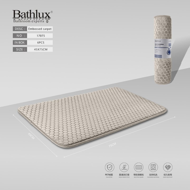 Килимок для ванної Bathlux з рельєфним малюнком стільника бежевий 45x75 см Килимок для ванної Bathlux з рельєфним малюнком стільника бежевий 45x75 см