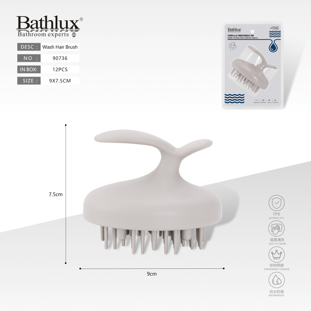 Масажна щітка для миття голови Bathlux TPR бежева 9x7.5 см Масажна щітка для миття голови Bathlux TPR бежева 9x7.5 см
