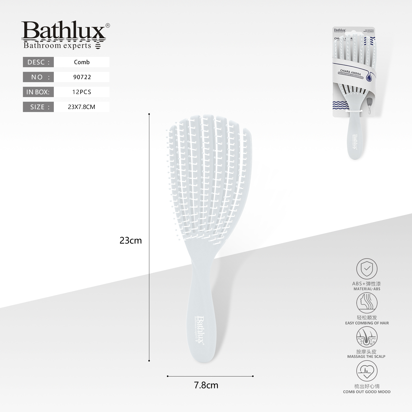 Щітка для волосся Bathlux масажна з гнучкими зубцями блакитна 23x7.8 см Щітка для волосся Bathlux масажна з гнучкими зубцями блакитна 23x7.8 см