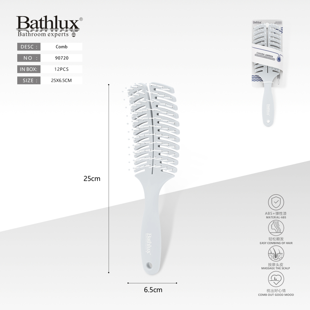 Гребінець для волосся Bathlux 90720 вентильований масажний ABS 25x6.5 см сірий Гребінець для волосся Bathlux 90720 вентильований масажний ABS 25x6.5 см сірий