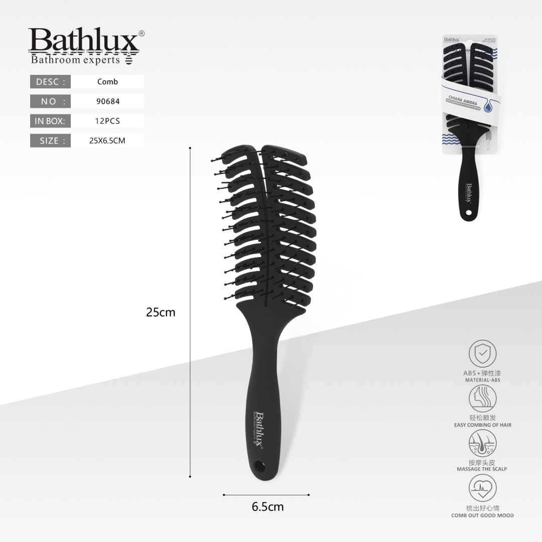 Гребінець для волосся Bathlux вентиляційний чорний з масажними зубцями 25x6.5 см Гребінець для волосся Bathlux вентиляційний чорний з масажними зубцями 25x6.5 см