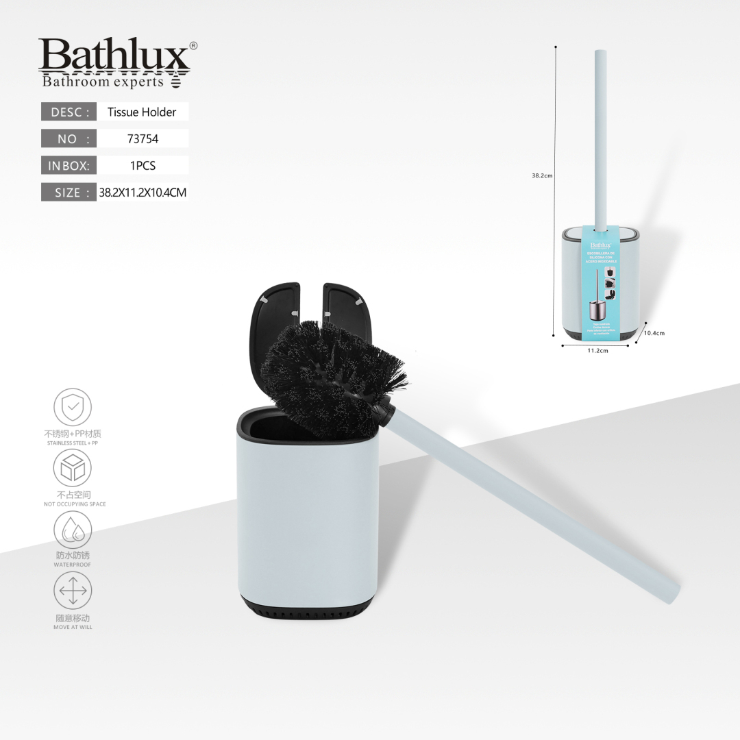 Йоржик для унітазу Bathlux з кришкою та підставкою блакитний 38.2x11.2x10.4 см Йоржик для унітазу Bathlux з кришкою та підставкою блакитний 38.2x11.2x10.4 см