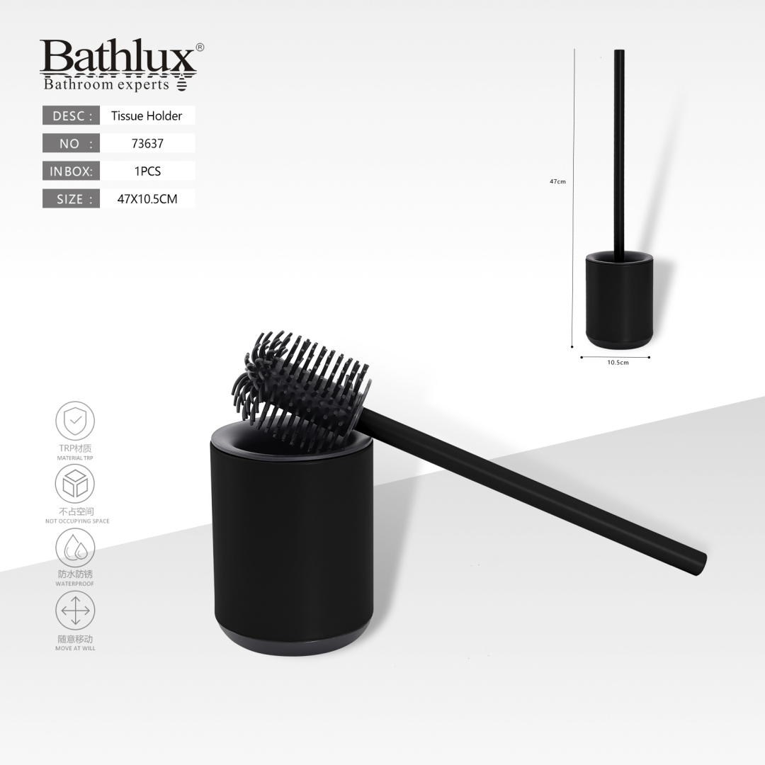 Йоржик для унітазу Bathlux чорний з підставкою TPR 47x10.5 см - матовий Йоржик для унітазу Bathlux чорний з підставкою TPR 47x10.5 см - матовий