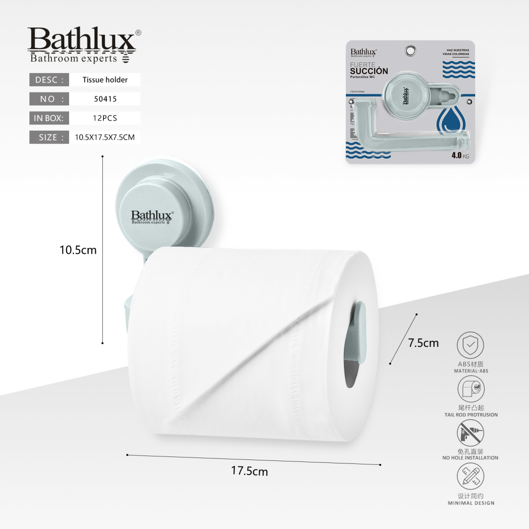 Тримач для туалетного паперу Bathlux на присосці без свердління 17.5x10.5x7.5 см блакитний Тримач для туалетного паперу Bathlux на присосці без свердління 17.5x10.5x7.5 см блакитний