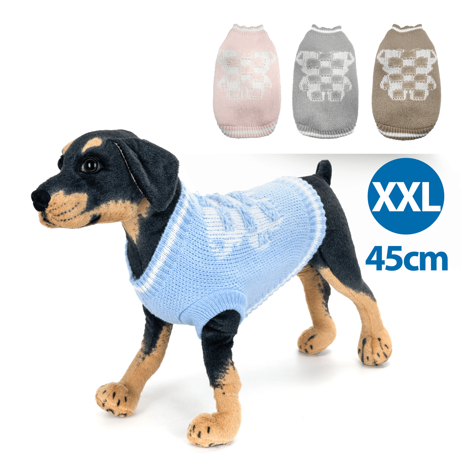 Жакардовий свитер для ведмедика XXL-45см синій/рожевий/сірий/світло-коричневий Жакардовий свитер для ведмедика XXL-45см синій/рожевий/сірий/світло-коричневий