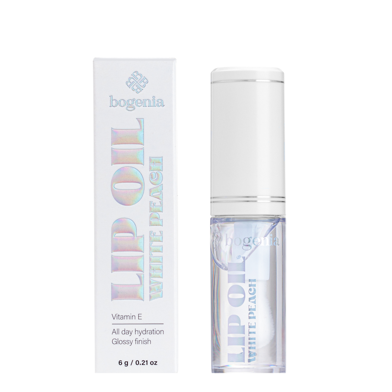Олія-блиск для губ Bogenia Lip Oil (BG717), 001 White Peach Прозора Олія-блиск для губ Bogenia Lip Oil (BG717), 001 White Peach Прозора