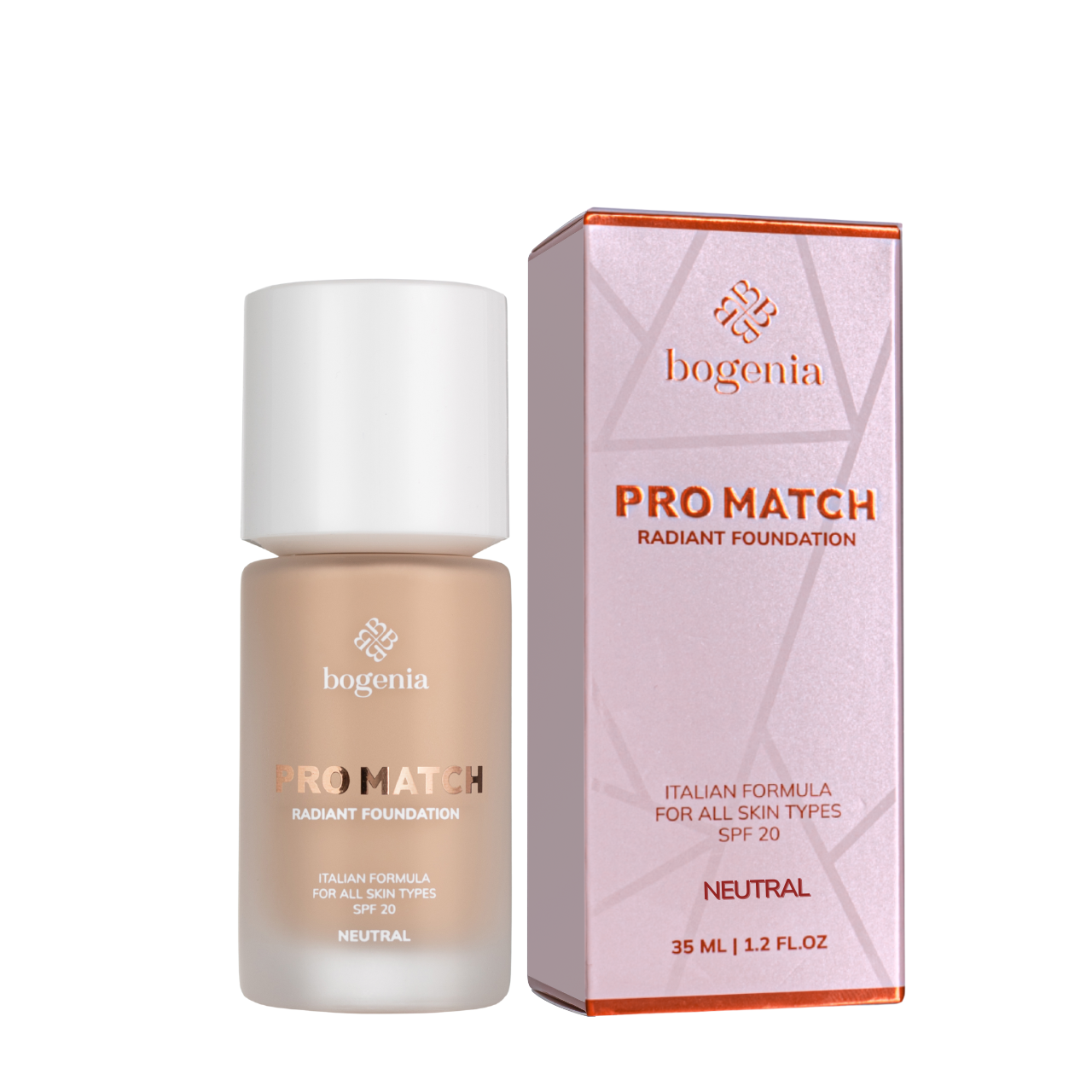 Тональний крем для обличчя Bogenia Pro Match Radiant Foundation (BG609), 002 neutral Натуральний Тональний крем для обличчя Bogenia Pro Match Radiant Foundation (BG609), 002 neutral Натуральний