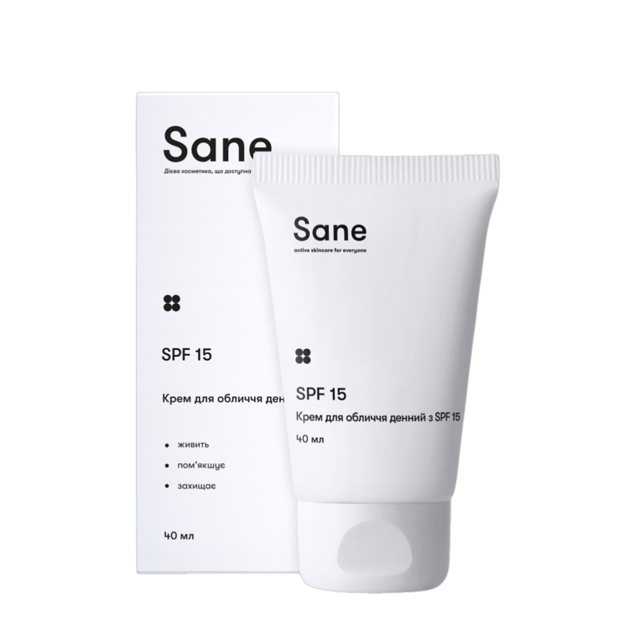 Крем для обличчя денний Sane з SPF 15 для живлення та захисту, 40 мл Крем для обличчя денний Sane з SPF 15 для живлення та захисту, 40 мл