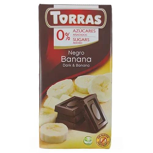 Шоколад чорний з бананом (без цукру та глютену) Торрас Torras negro banana 75g Шоколад чорний з бананом (без цукру та глютену) Торрас Torras negro banana 75g