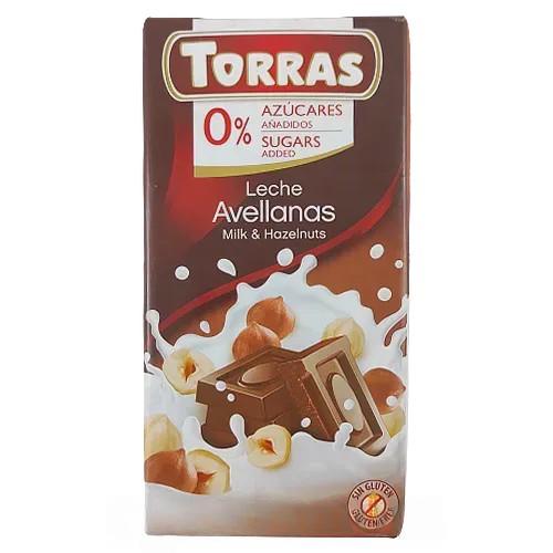 Шоколад молочний з фундуком (без цукру) Торрас Torras leche avellanas milk&hazelnuts 75g Шоколад молочний з фундуком (без цукру) Торрас Torras leche avellanas milk&hazelnuts 75g