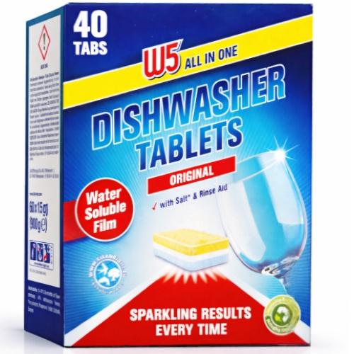 W5 Таблетки для посудомийки All in one tabs 40шт. W5 Таблетки для посудомийки All in one tabs 40шт.