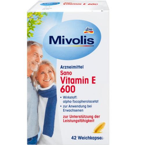 Mivolis Sano Vitamin E 600, 42 капсули Mivolis Sano Vitamin E 600, 42 капсули
