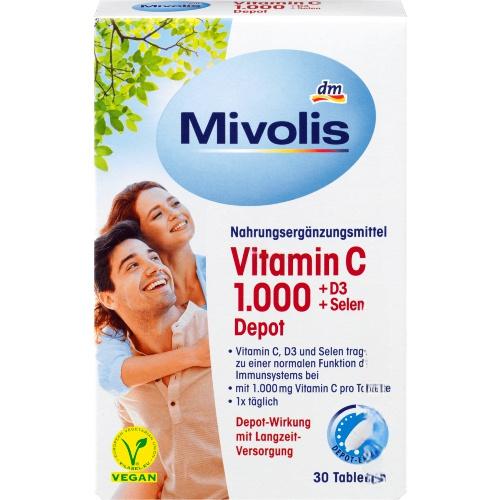 Mivolis Vitamin C 1000 + D3 + Selen 30 таблеток Mivolis Vitamin C 1000 + D3 + Selen 30 таблеток