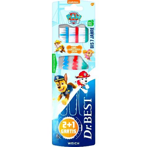 Dr. BEST Дитяча зубна щітка Paw Patrol до 7років 3шт. Dr. BEST Дитяча зубна щітка Paw Patrol до 7років 3шт.