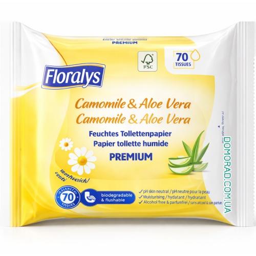 Floralys Вологий туалетний папір Camomille & Aloe Vera 70шт. Floralys Вологий туалетний папір Camomille & Aloe Vera 70шт.