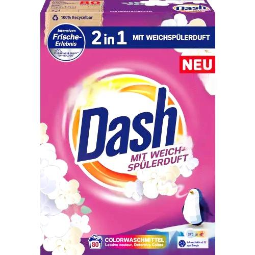 DASH 2в1 Сухий порошок + ополіскувач COLOR 80прань 4,8kg DASH 2в1 Сухий порошок + ополіскувач COLOR 80прань 4,8kg