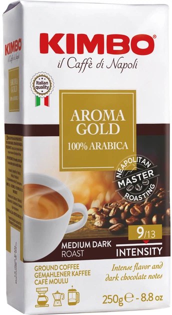 Кава мелена Kimbo Aroma Gold 250 г розвакумована Кава мелена Kimbo Aroma Gold 250 г розвакумована