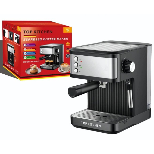 Кофеварка Эспрессо Top Kitchen TK-00215 рожковая 1500 Вт 1,8 л 1-3 чашки эспрессо 15 Bar Кофеварка Эспрессо Top Kitchen TK-00215 рожковая 1500 Вт 1,8 л 1-3 чашки эспрессо 15 Bar
