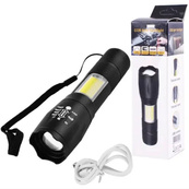 Фонарик аккумуляторный ручной Bailong BL-29 диод T6 + COB зарядка от USB, фонарик led, водонепроницаемый. Изображение №11