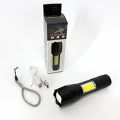 Фонарик аккумуляторный ручной Bailong BL-29 диод T6 + COB зарядка от USB, фонарик led, водонепроницаемый. Изображение №13